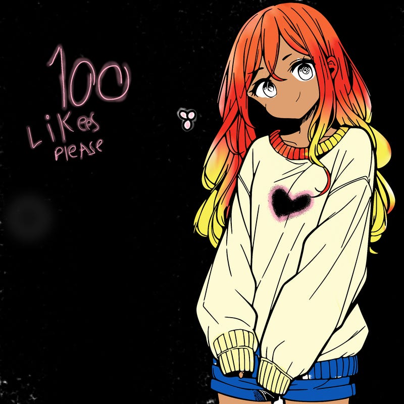 manga teen girl  in a sweater and baggy pants