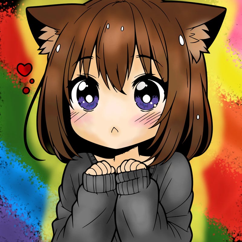 shy anime catgirl
