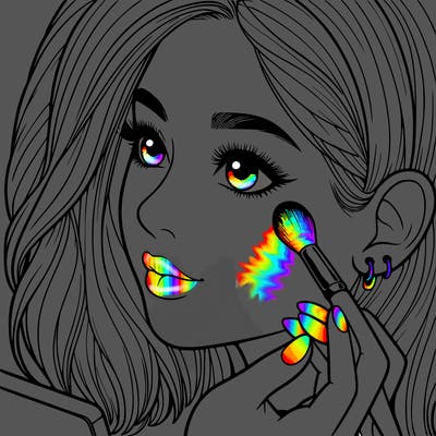 a realistic girl doing her makeup