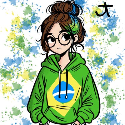 teen girl with a messy bun and glasses wearing a loose hoodie and jeans