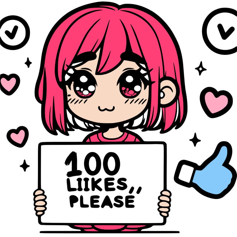 a girl with a sign saying 100 likes, please