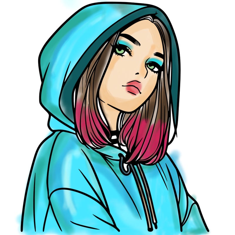 a realistic girl in a hoodie