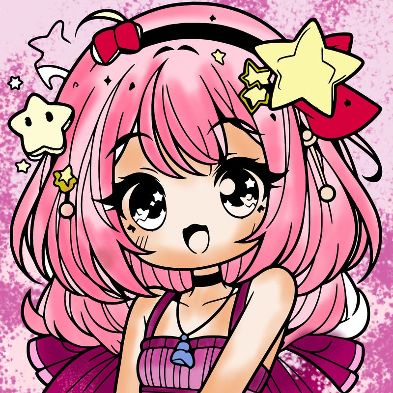 cute anime girl with star accessories