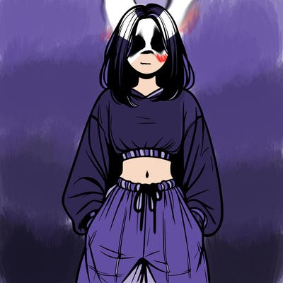 realistic girl faceless with baggy pants and a crop top