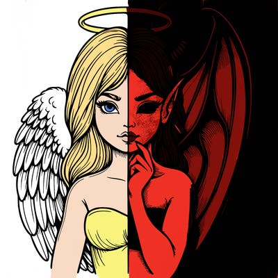realistic angel half demon