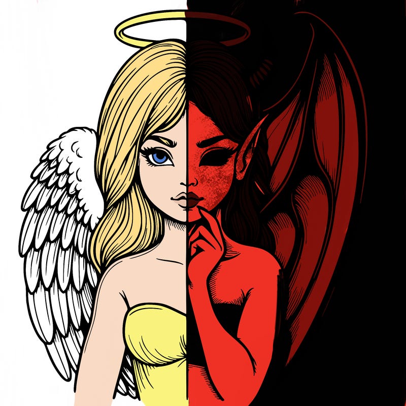 realistic angel half demon