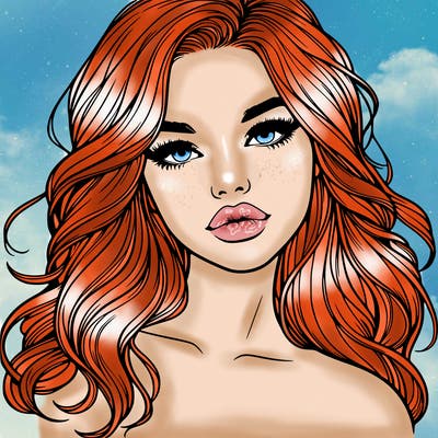 realistic girl with hair and lips