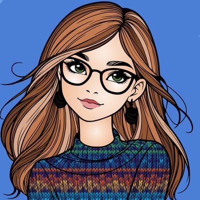realistic girl with glasses