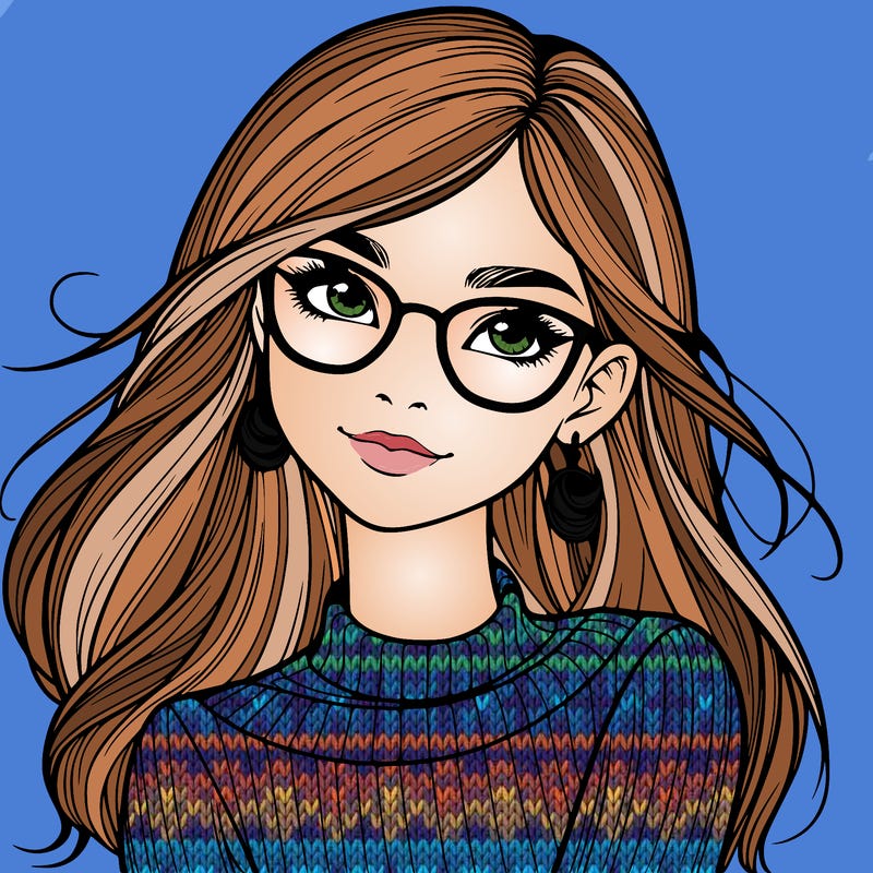 realistic girl with glasses