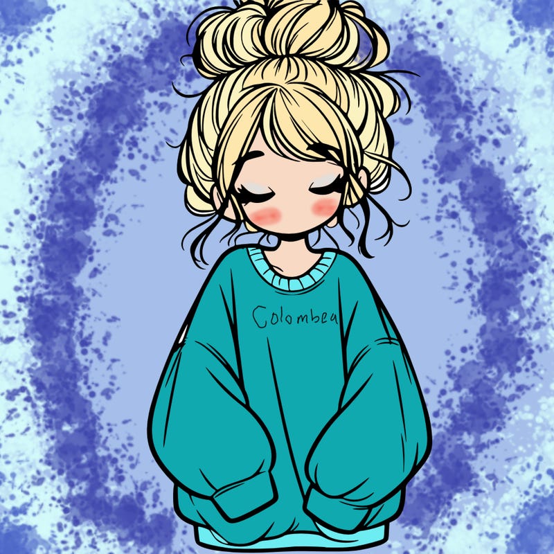 girl with baggy sweatshirt and messy bun