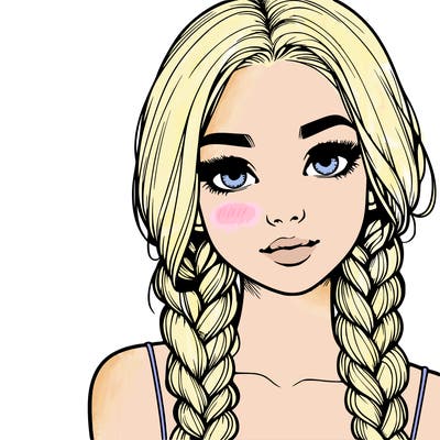 realistic girl with braids