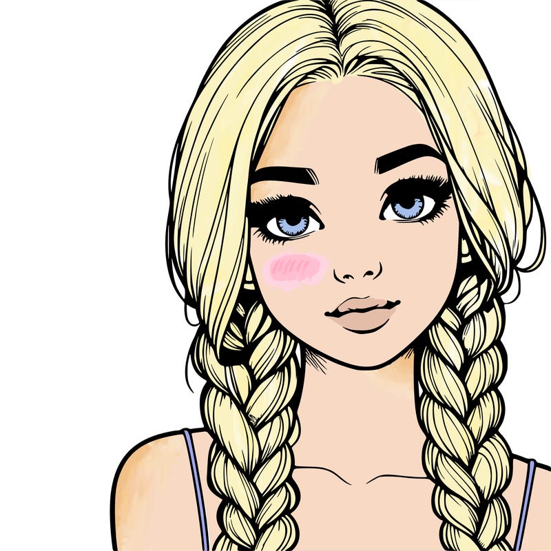 realistic girl with braids