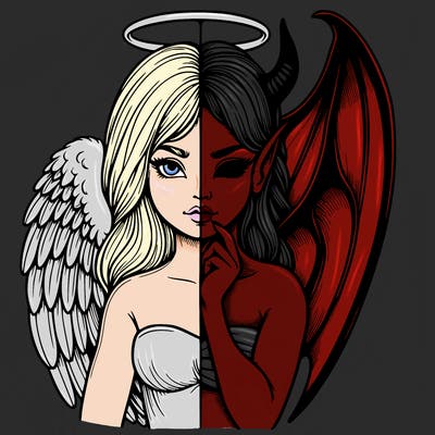 realistic angel half demon