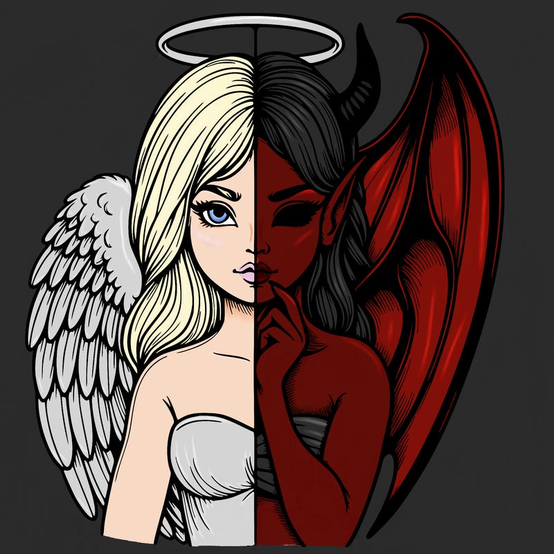 realistic angel half demon