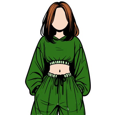 realistic girl faceless with baggy pants and a crop top