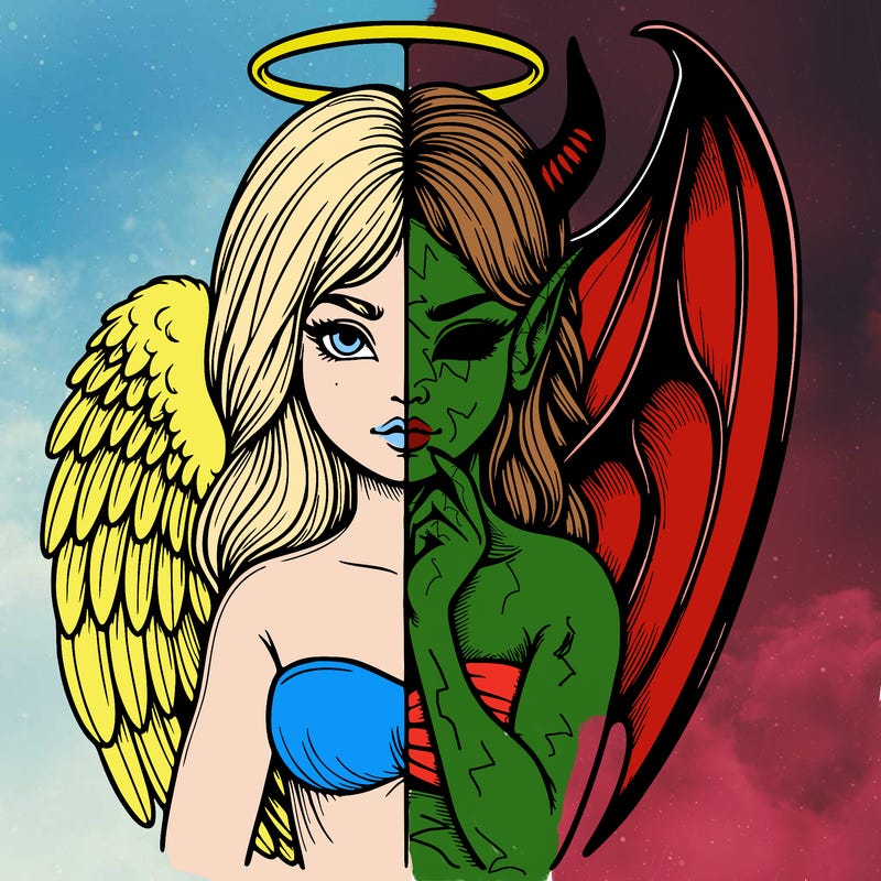 realistic angel half demon