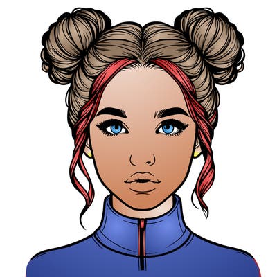 realistic woman that has space buns
