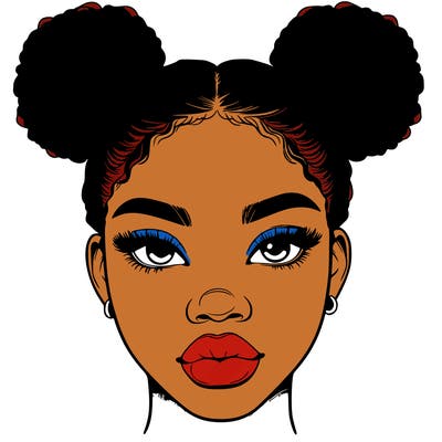 realistic black woman with two buns
