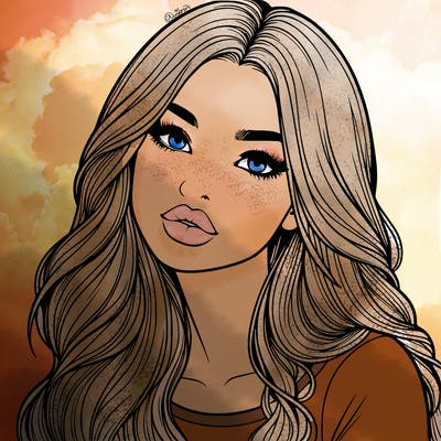 realistic girl with hair on her hair and lips