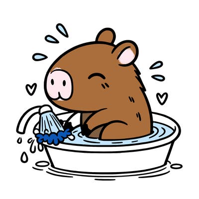 capybara taking a bath