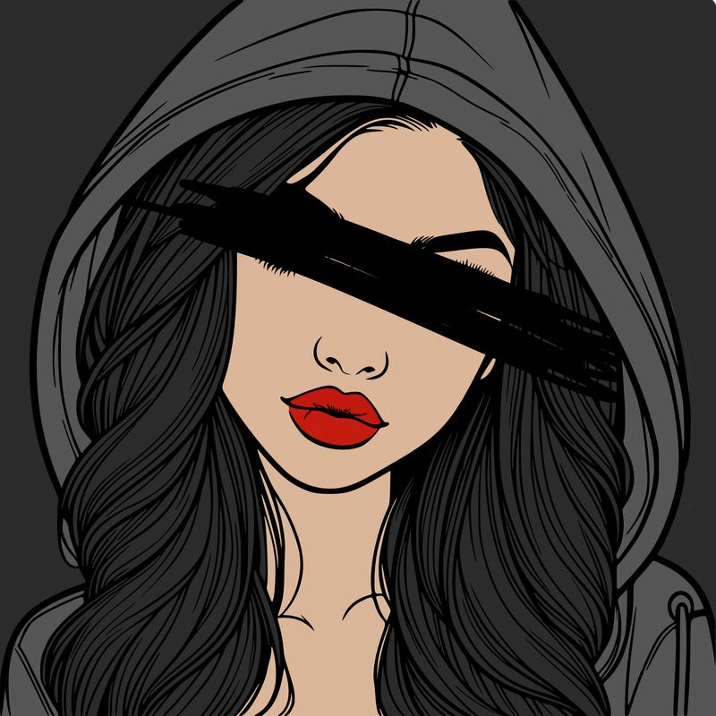 realistic beautiful girl with a hood on