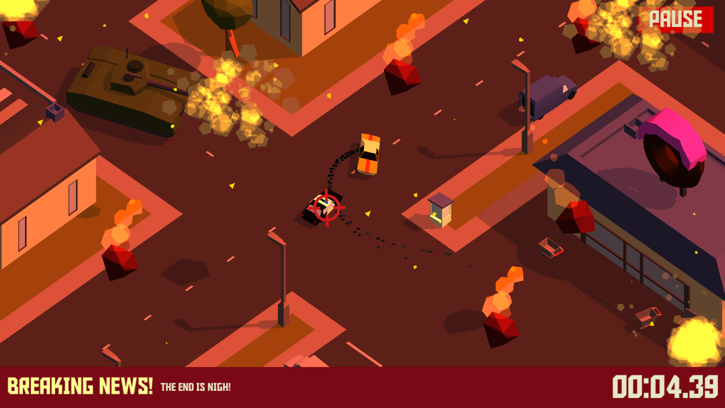 PAKO - Car Chase Simulator - A low poly isometric car chase scene in PAKO with police cars and explosions