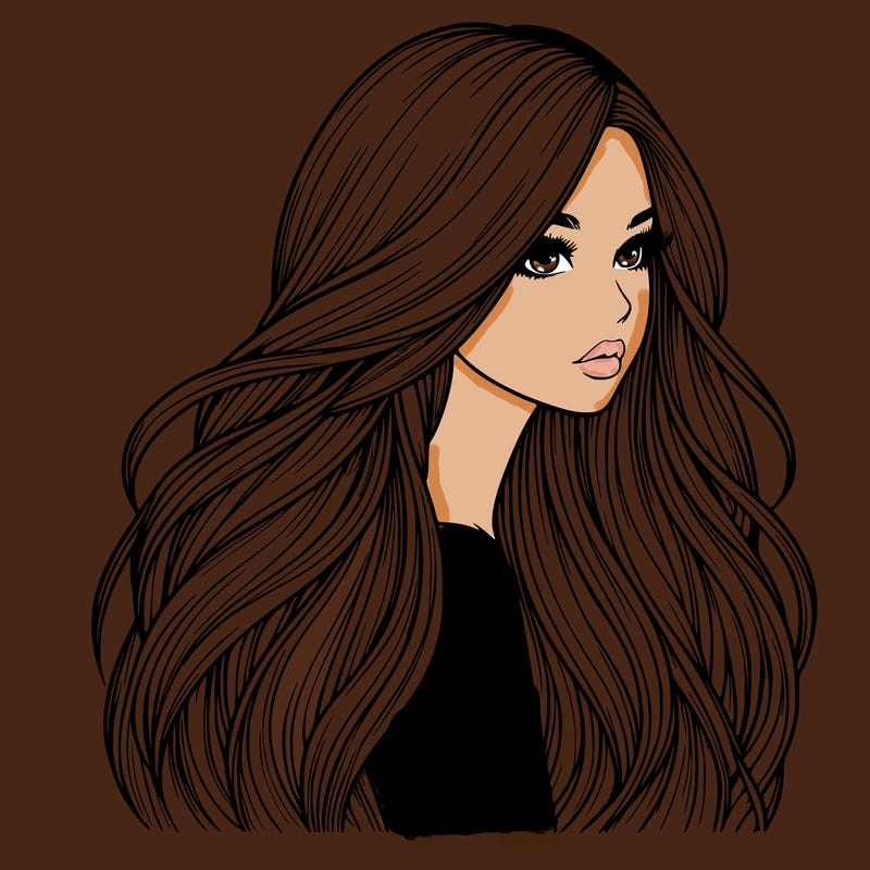 realistic girl with long realistic hair
