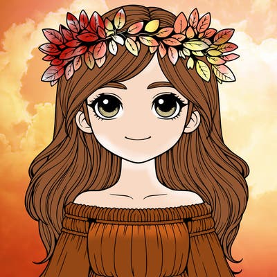 realistic girl with leaf crown
