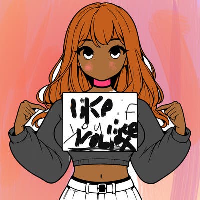 girl holding a blank sign in a long sleeve crop top