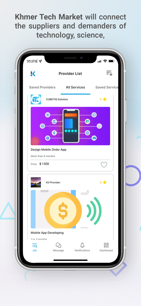 Khmer Tech Market - Khmer Tech Market app provider list showing mobile development services