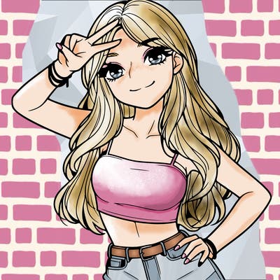 a realistic girl posing ✌️