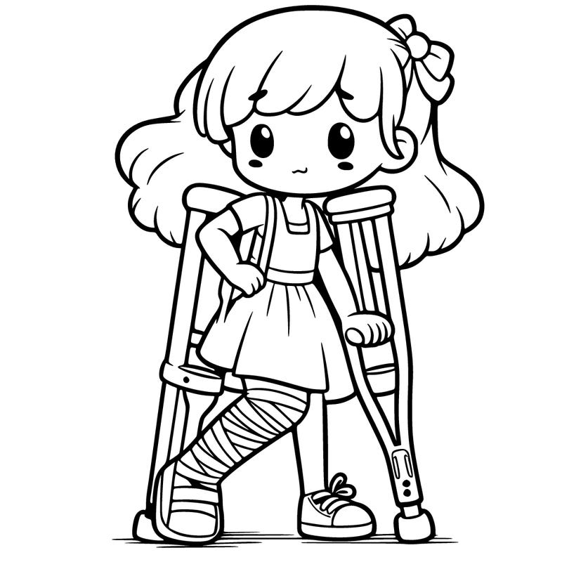 girl with a wrap on her ankrl and crutches