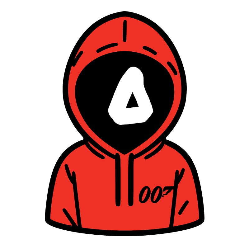 a person with non face waering a hoodie with a small 007 symbol