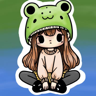 a girl wearing a frog hat and some frog socks