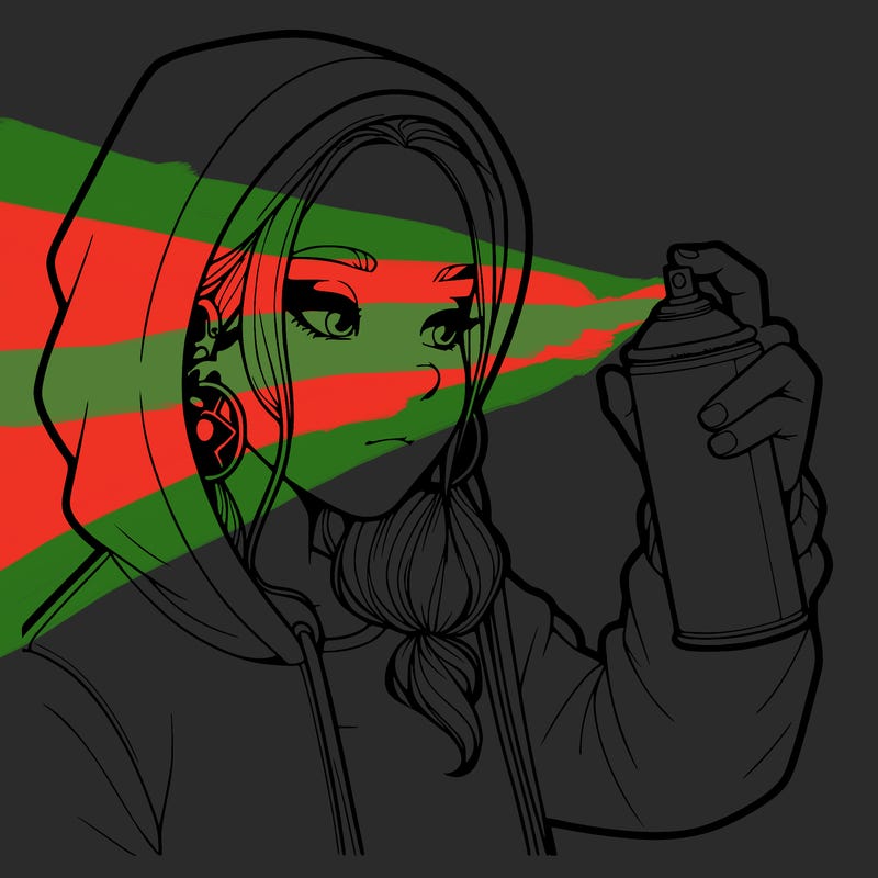 a realistic girl, spray painting