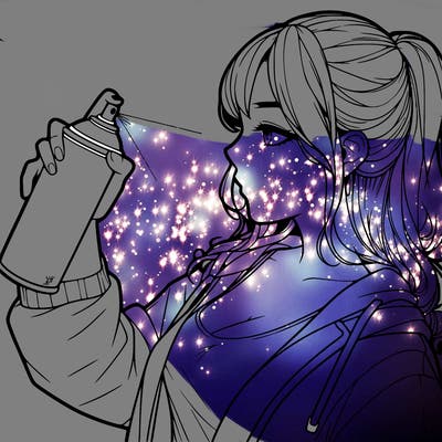 a realistic girl spray, painting