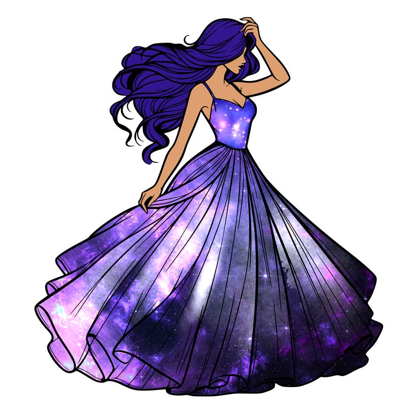 realistic woman with dress flowing in the wind