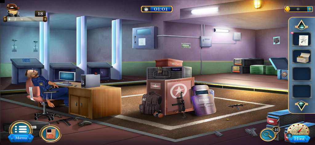 Room Escape: Detective Phantom - A detective investigating a crime scene room with hidden objects and puzzles