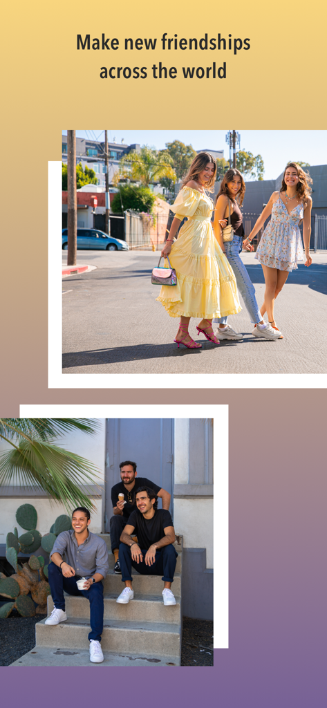 baklava: Arab Relationships - Gruppen junger arabisch-amerikanischer Männer und Frauen, die sich unterhalten, um neue Freundschaften auf der Baklava-App zu repräsentieren