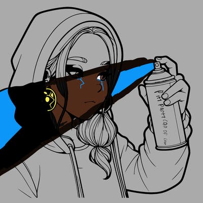 a realistic girl, spray painting