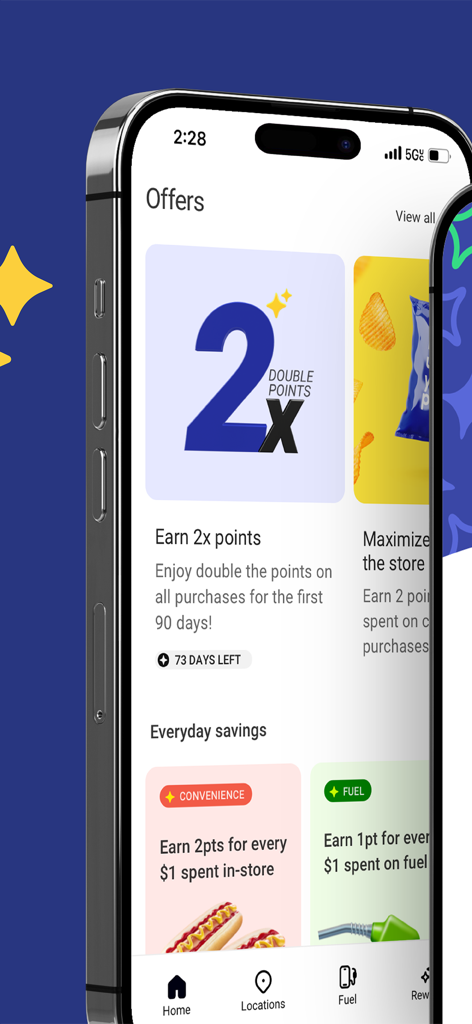 earnify - earnify app offers screen displaying double points and everyday fuel savings