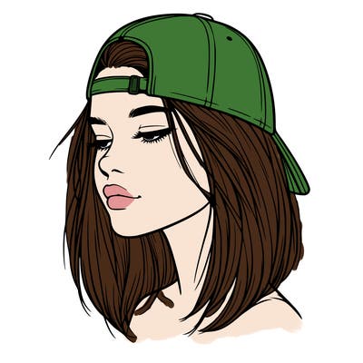 realistic  girl with a backwards hat