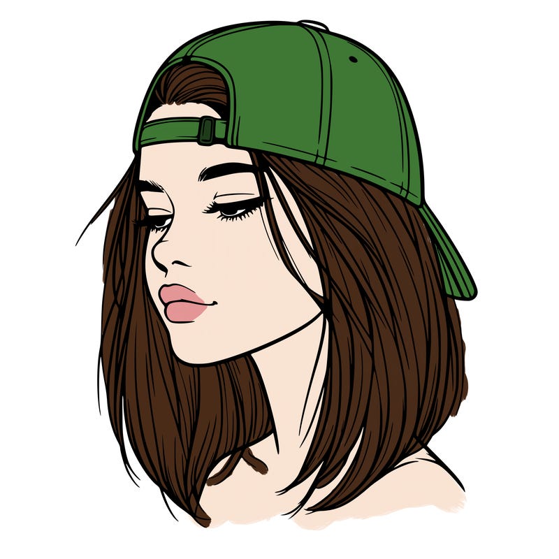 realistic  girl with a backwards hat