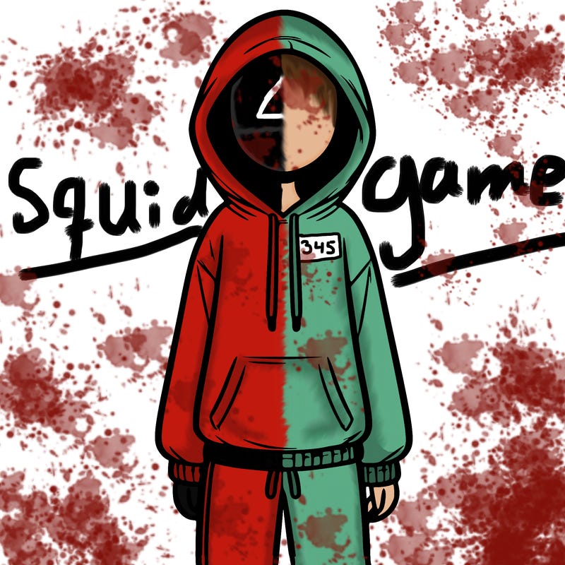 faceless girl in a tracksuit with a hood on and no hair