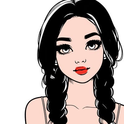 realistic girl with braids