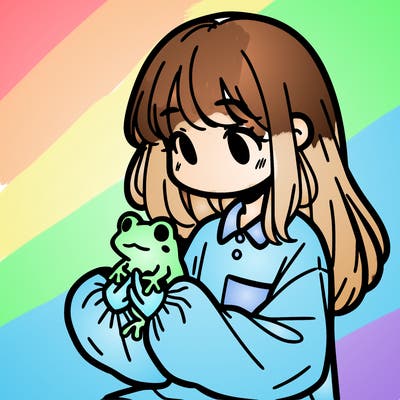 girl with long hair and a oversized shirt. and she is holding a frog