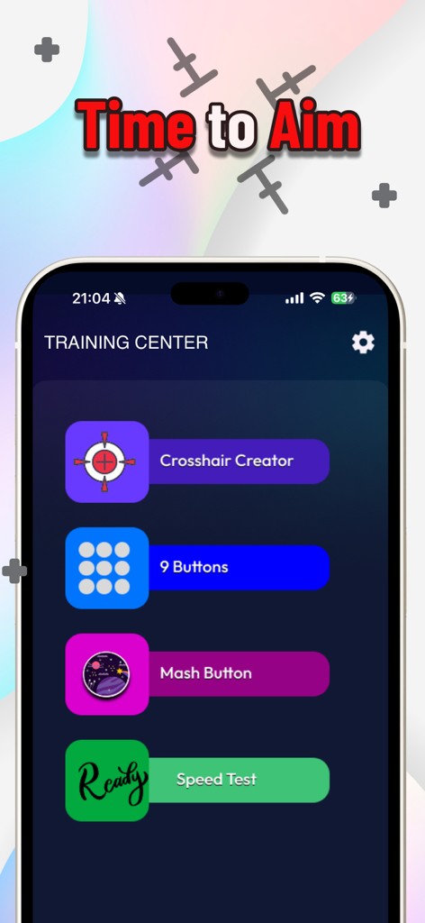 Reaction trainer for FPS games - Reaction trainer app menu showing training modes including Crosshair Creator and Speed Test