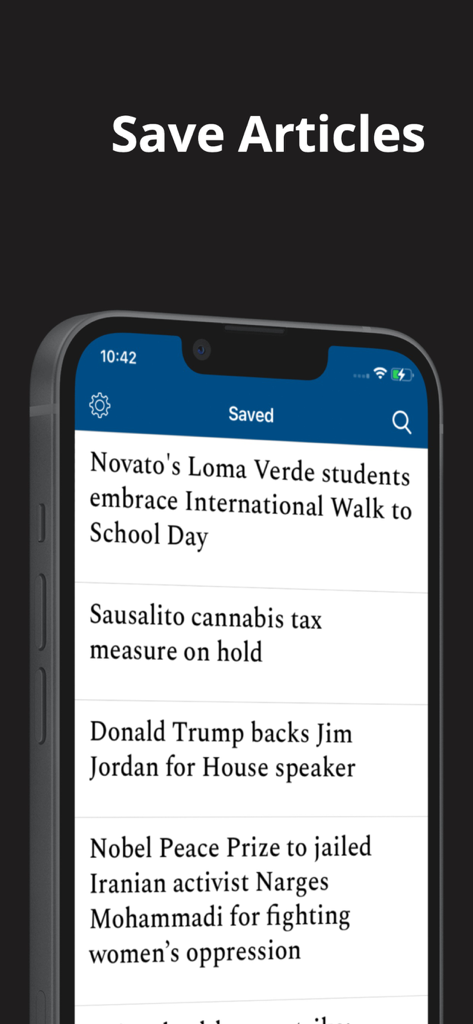Marin Independent Journal News - A screenshot of the Marin Independent Journal news app showing a list of saved articles for later reading.