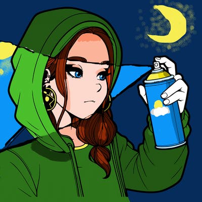 a realistic girl, spray painting