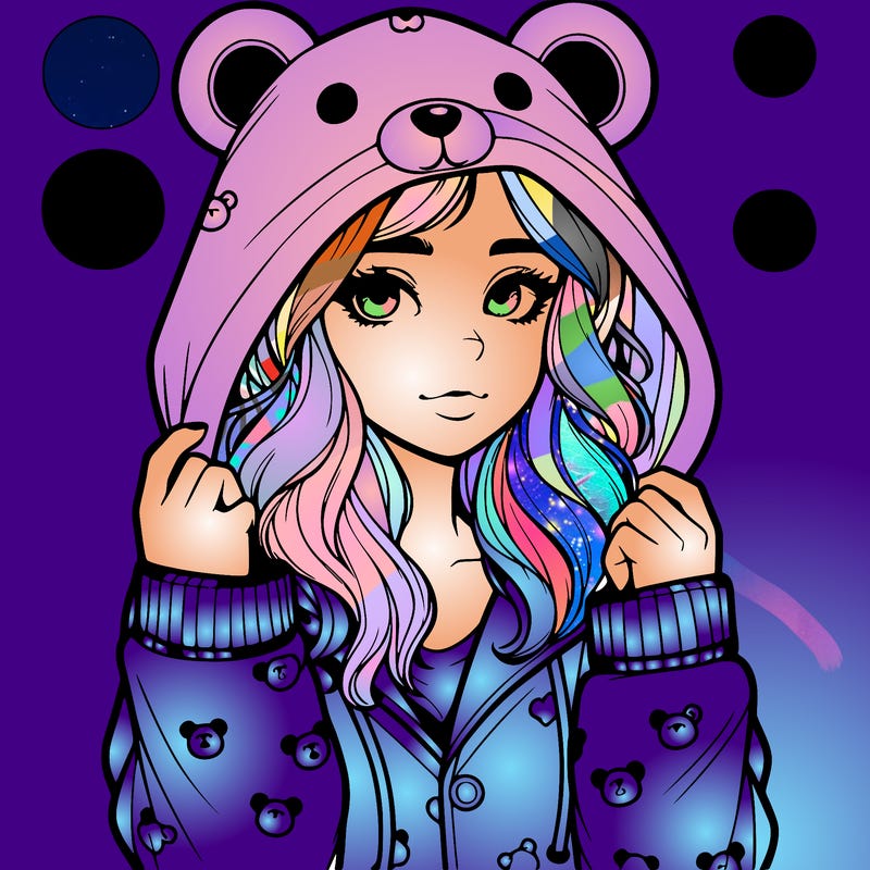 realistic girl in a animal pjs hoodie